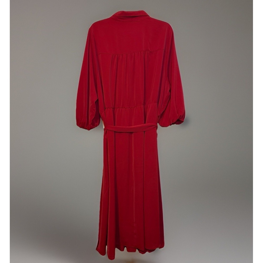 TORRID Red Tea Length Studio Refined Woven Button-Down Dress 3 3X 22-24 Pockets - Picture 2 of 7